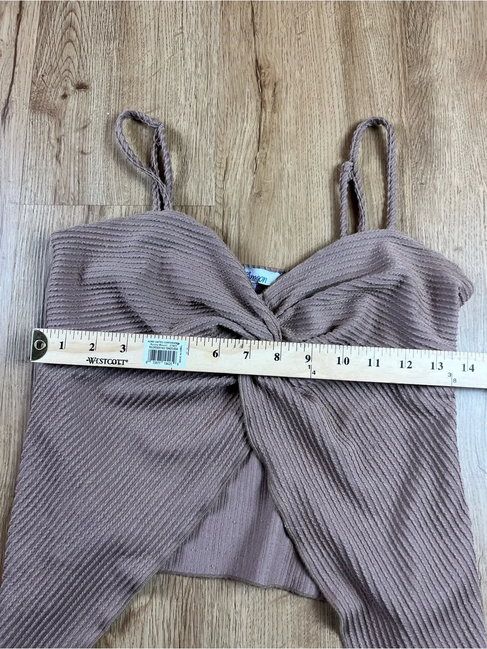 Velvet Moon Y2K Mocha Ribbed Twist Front Handkerchief Cami Top M